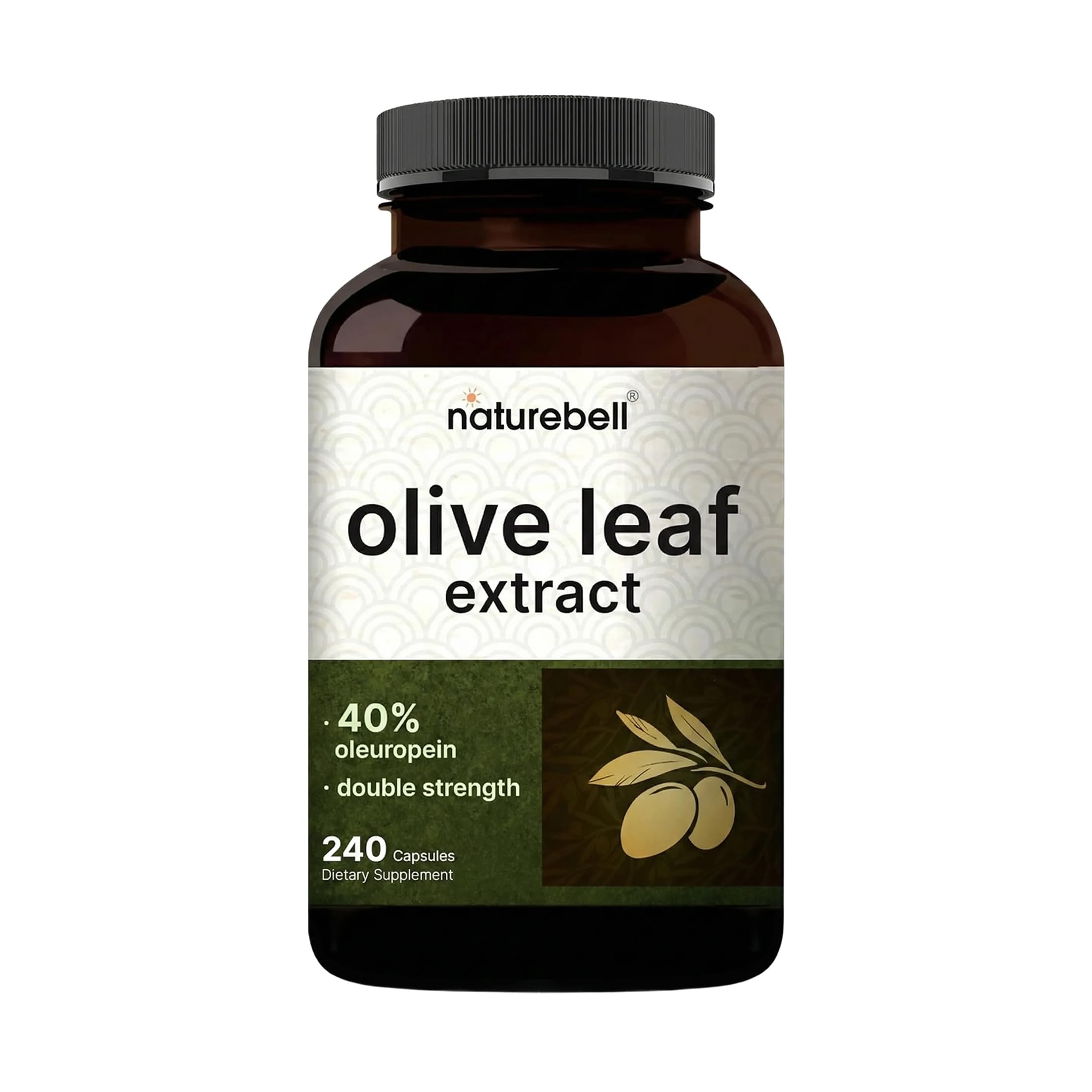 NatureBell Olive Leaf Extract - 240 Capsules - High Strength 50:1 Concentrated Extract with Oleuropein - Immune, Heart & Circulation Support*