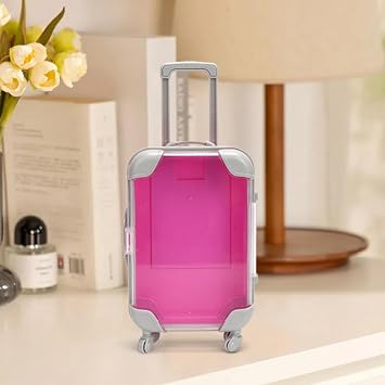 Mini Suitcase Party Favor Box Travel Accessory Luggage Storage Tray with Sturdy Pp Material And Rotating Handle Suitable for Craft Projects Toy Organi, Purple Red