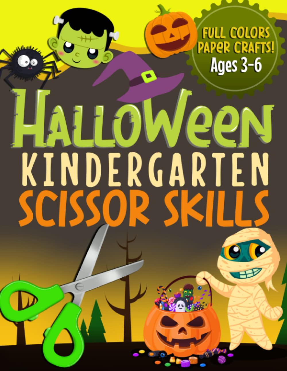 Halloween Kindergarten Scissor Skills: Cut and Paste Worksheets for Toddlers, Preschool and Kindergarten Kids
