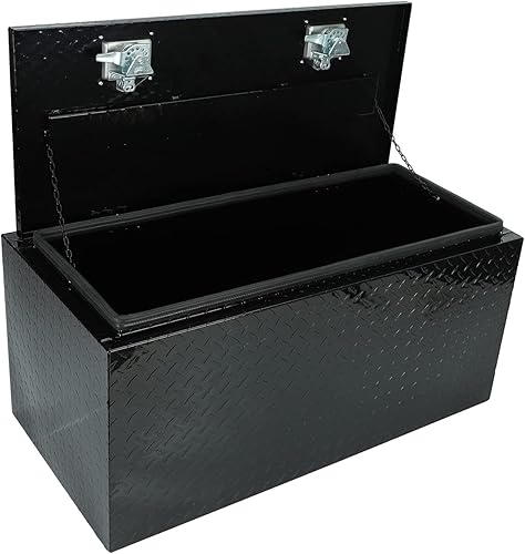 Miniatura 5 de PRFFWK Caja de herramientas de remolque de aluminio resistente de 36 x 17 x 18 pulgadas caja plana para debajo de la carrocería caja de herramientas