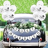Fondo de fotos de boda: este conjunto de decoración de recién casados ​​es ideal para accesorios de fotos de boda, puede usarlo en fiestas al aire libre o en interiores. Será un accesorio perfecto para despedidas de soltera listo para expresar su amor en cualquier ocasión. Puede llenar los huecos alrededor del lugar del lugar y una buena relación calidad-precio para la fiesta.
