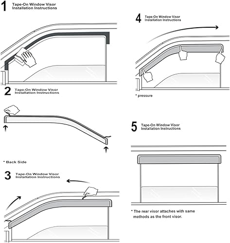 Miniatura 4 de DOLKSN Deflectores con cinta adhesiva para ventana, protectores de lluvia, para ventana, ajuste Rogue 2014-2020, accesorios para camiones de humo