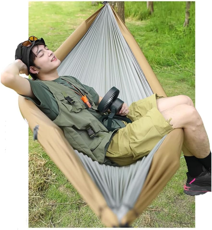 Outdoor Hammock Anti-Rollover Travel Camping Portable Hammock Hanging Chair Outdoor Portable Camping Travel Equipment (Color : Brown, Size : 270 * 140cm)