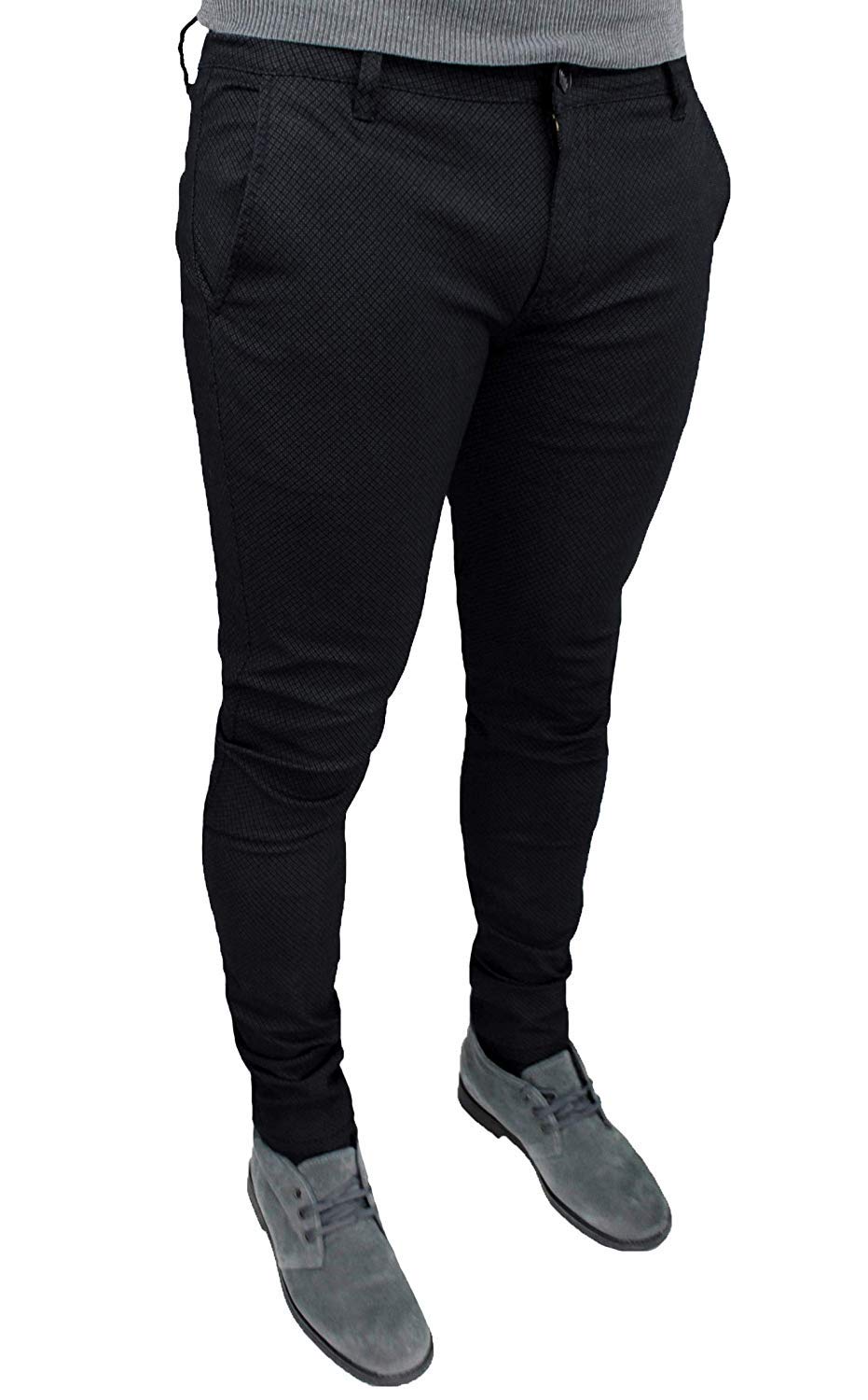Pantaloni Uomo sartoriali Micro Fantasia Casual Eleganti Slim Fit