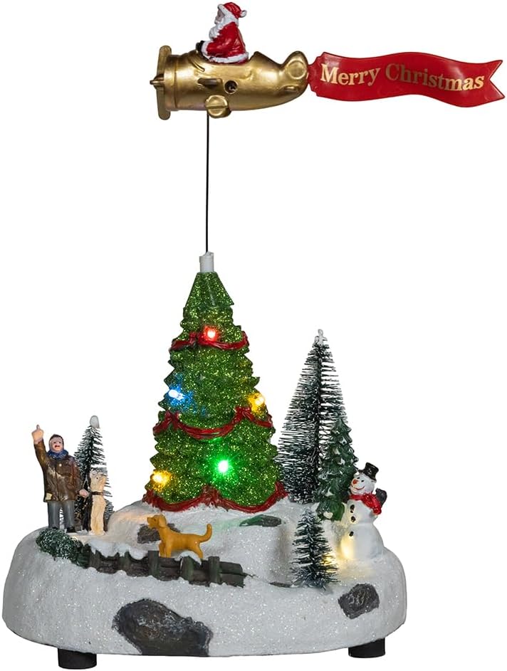 Kurt Adler 9.6-inch Battery Operated Multicolor LED Lighted Santa Christmas Scene Table Piece