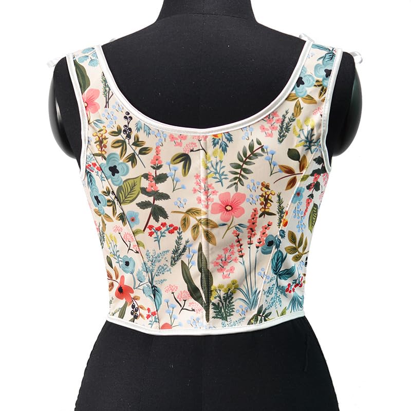 Image of CONCINEROS Women's Summer Vintage Floral Renaissance Corset Top for Women Y2k Tops Sleeveless Drawstring Crop Top