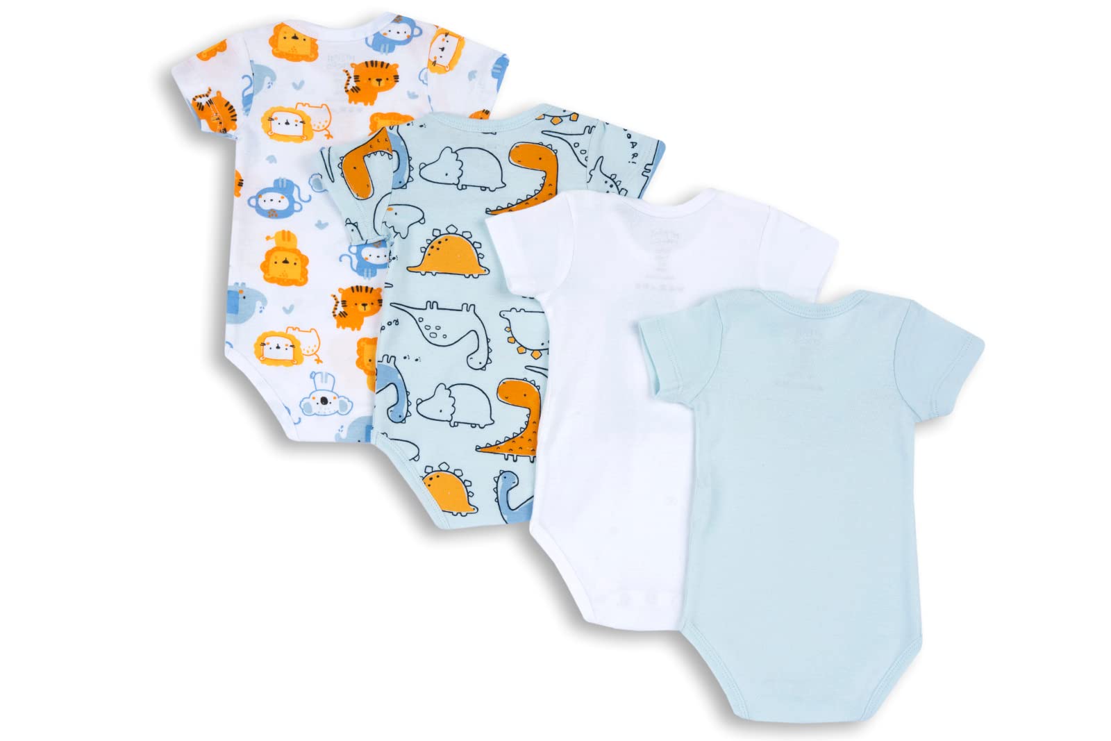 Chicco Body niemowlęce z krótkim rękawem uniseks z bawełny (4 sztuki), niebieski, 9 miesięcy