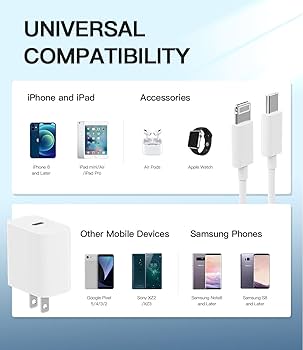 Amazon.com: USB C Fast PD Wall Charger Block 5ft Cable 18W