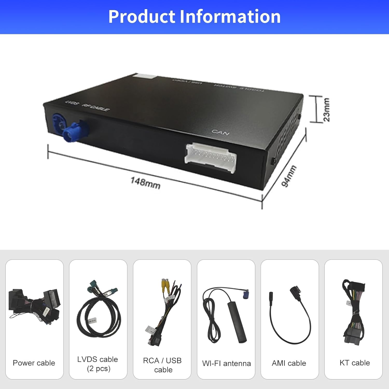 Road Top Modulo Adattatore CarPlay Wireless per Audi A1 con RMC | 2013-2018, Carplay Decoder Retrofit Kit, compatibile con Apple CarPlay senza fili, Android Auto, MirrorLink, Navigazione