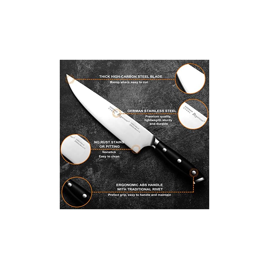 ROMANTICIST-Knife-Set-16-Piece-Kitchen-Knife-SetGerman-Stainless-Steel-Sturdy-Durable-Kitchen-Knives-Razor-SharpKnife-Set-with-BlockCutting-Board-and-Knife-Sharpner-Black-Knife-Set ROMANTICIST Knife Set 16-Piece Kitchen Knife Set,German Stainless Steel Sturdy Durable Kitchen Knives, Razor Sharp,Knife Set with Block,Cutting Board and Knife Sharpner Black Knife Set