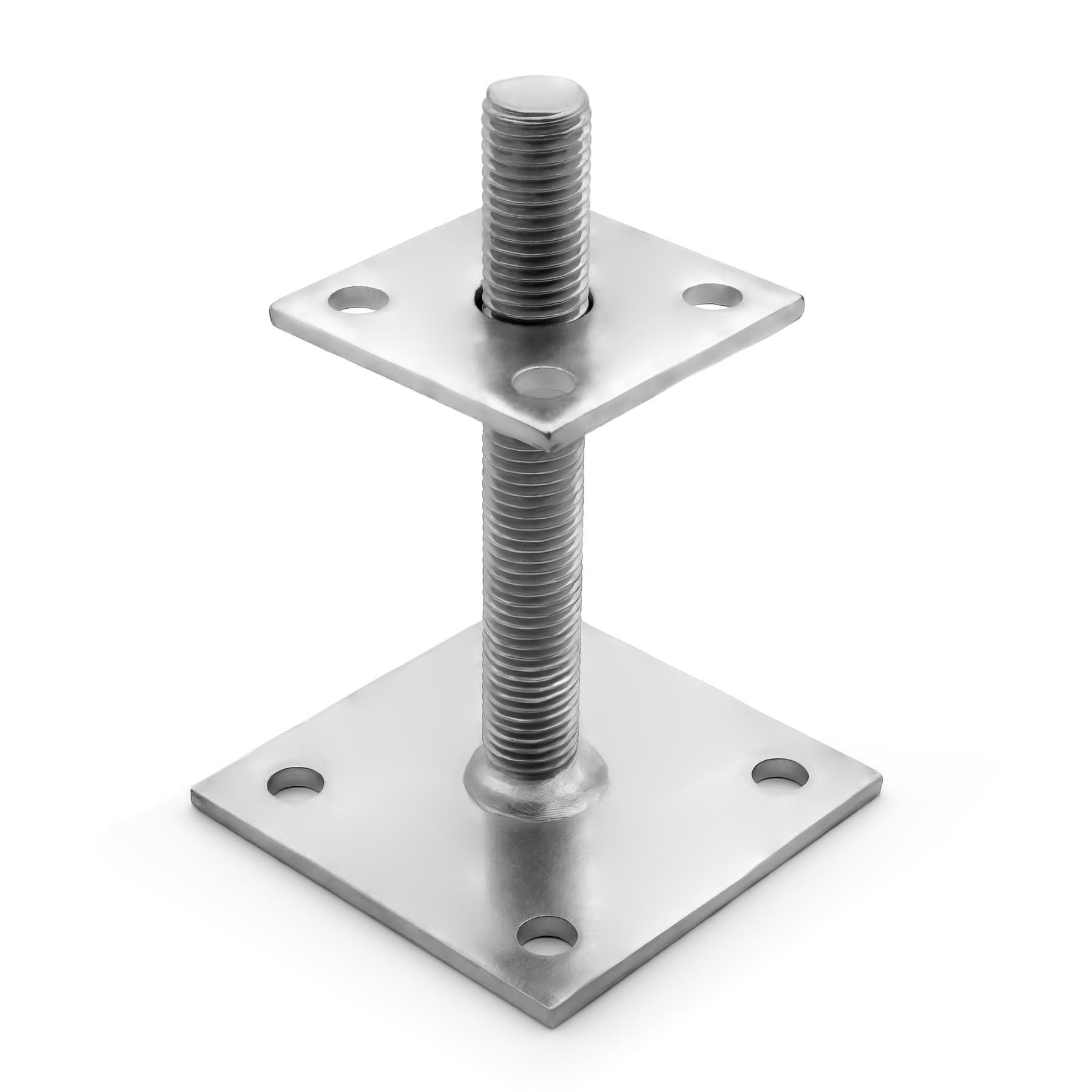 BigDean 4 Stück Pfostenträger höhenverstellbar Höhe 30– 150mm – verzinkt & zum Aufschrauben