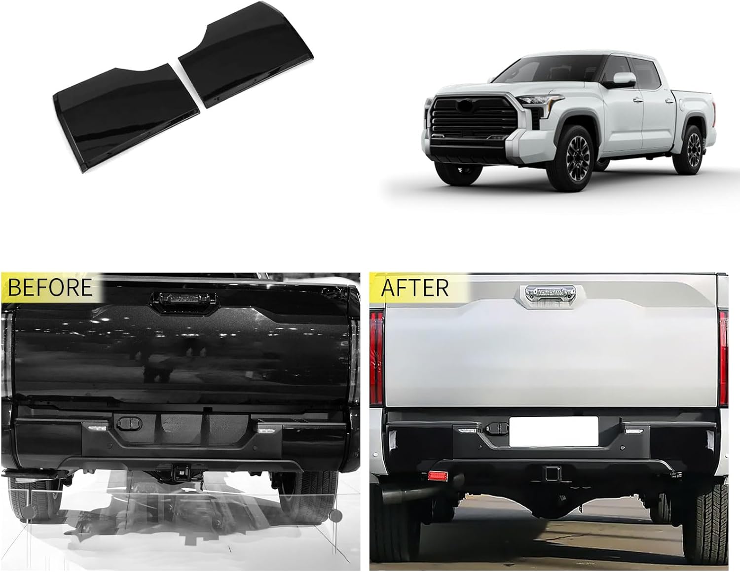 Car Accessories Compatible with Toyota Tundra 2022 2023 2024 2025 Exterior Rear Bumper Guard Protector Plate Left/Right Cover Trim ABS 2PCS(Glossy Black Style)