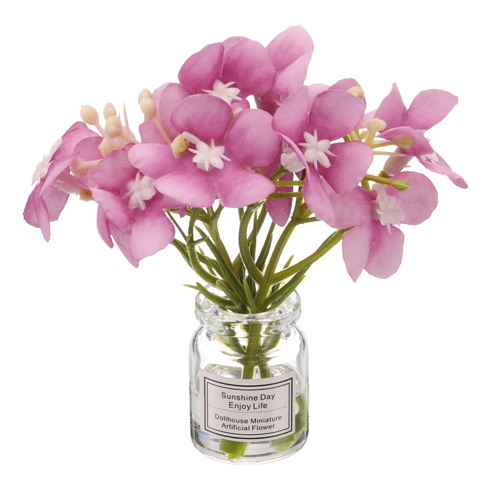 CoCud Mini Flowers Dollhouse in Vase, Silk Plastic Miniature Dollhouse Accessories with Tiny Flower Peach Pink - (Applications: for 1:12 1:8 or 1:6 Scale Fairy Micro House)