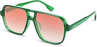 Oversized Aviator Sunglasses for Women Men, Retro Square Shades | 70s Cute Trendy Big Frame Sun Glasses, UV400 Protection, for Beach, Outdoor, Driving, Vacation, Daily Wear