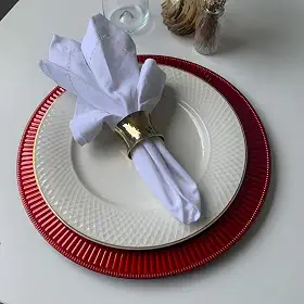 10 Sousplat Redondo Alto Padrão Lux Plastico Rigid Nz Fio Vr (VERMELHO - Kit Mesa Posta)