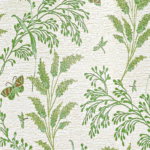 JOLIHOME Papel Tapiz Autoadhesivo Floral Verde y Amarillo Impermeable Parte Trasera Adhesiva Rollo de Película de Vinilo de Plástico para Armarios de Dormitorio Decoración de Pared 44,5x500cm