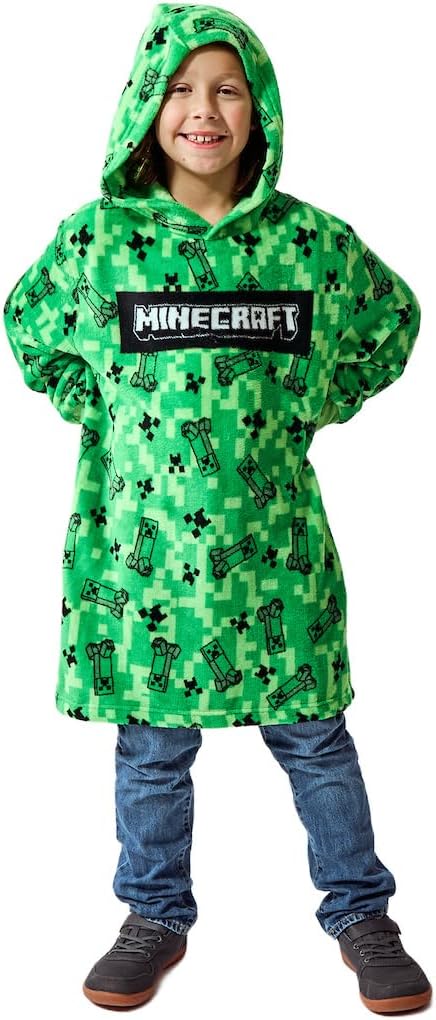 Minecraft Creepers & TNT Long Sleeve Boy's Wearable Kids Hoodie Blanket
