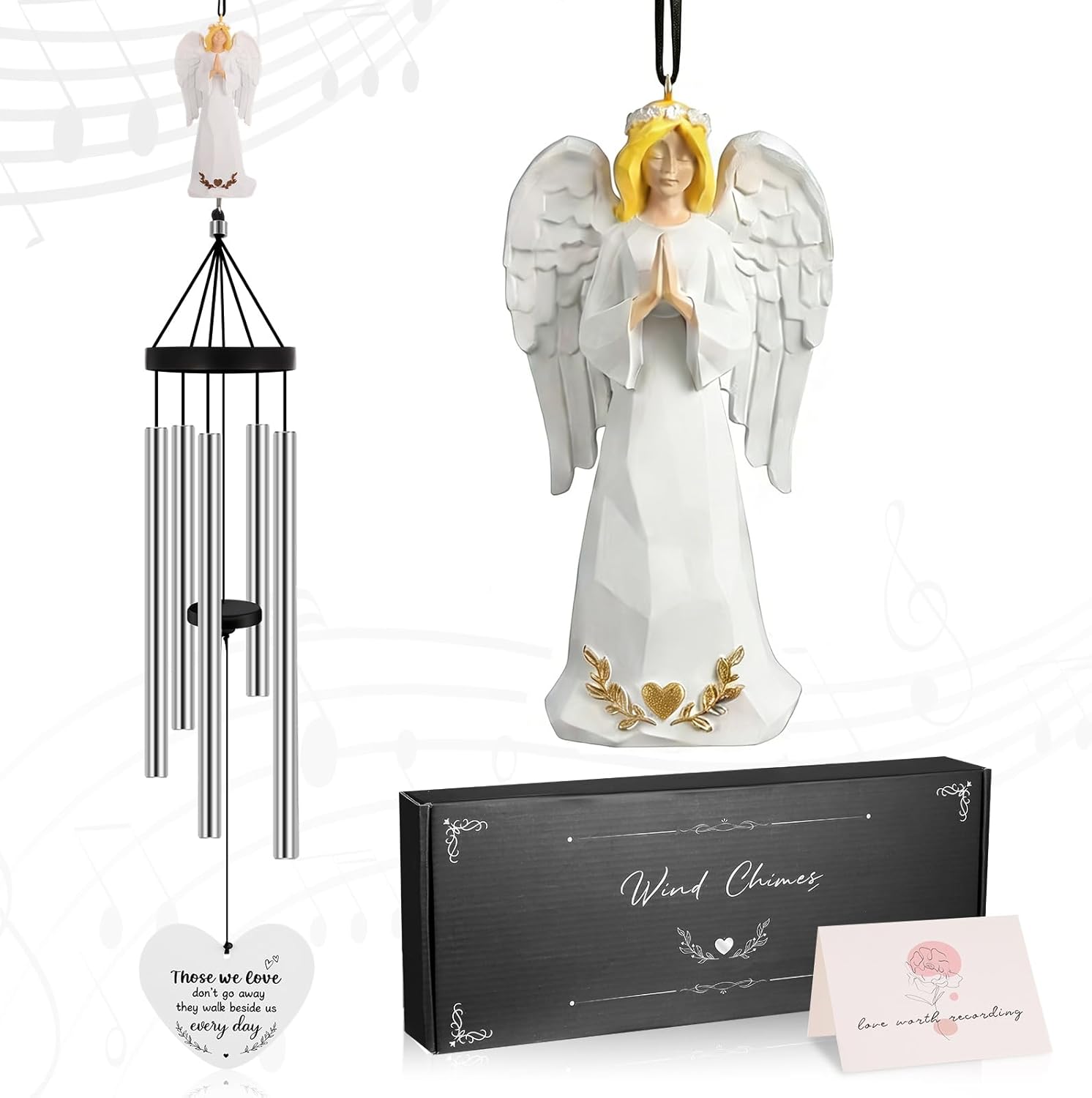 Angel Memorial Wind Chimes for Loss of Loved One Sympathy Gifts for Outside Large Outdoor Wind Chimes, Bereavement Gift Ideas, Condolence Memorial Gifts for Loss of Mom Dad Husband