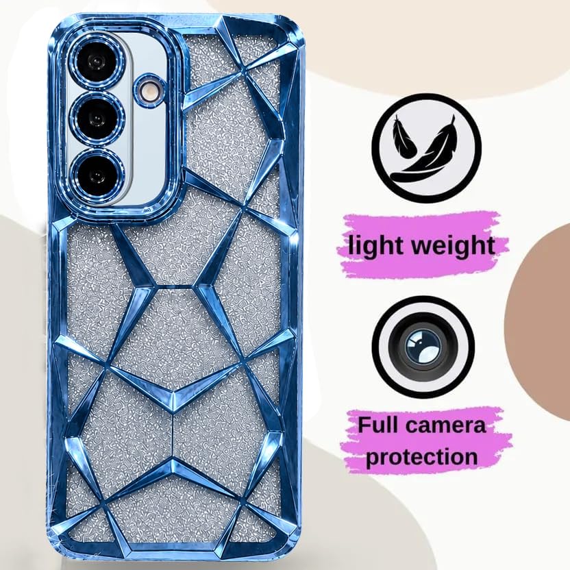 Image of VONZEE Gradient Glitter Case for Samsung Galaxy M56 / F56, Luxury Electroplated 3D Cube, Diamond Bling Shiny Soft TPU Clear Shockproof Women Girls Protective Phone Cover (Sierra)