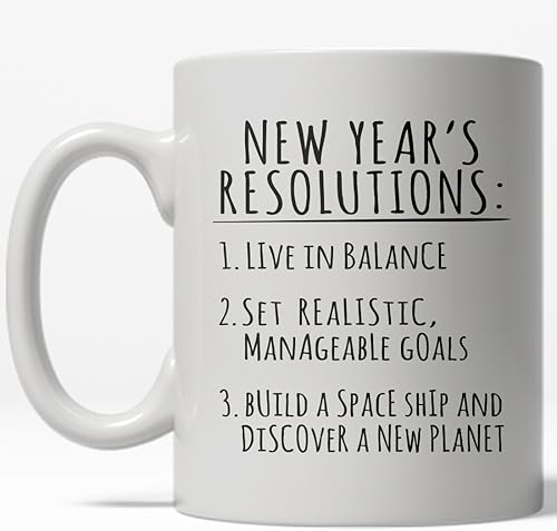 Crazy Dog T-Shirts New Years Resolution - Taza de café con diseño de astronauta, diseño de astronauta, 11 onzas