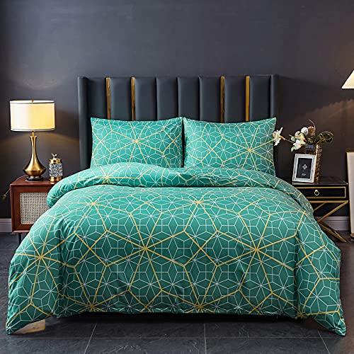 Parure de lit 220x240 géométrie verte pour une ambiance de chambre moderne et relaxante