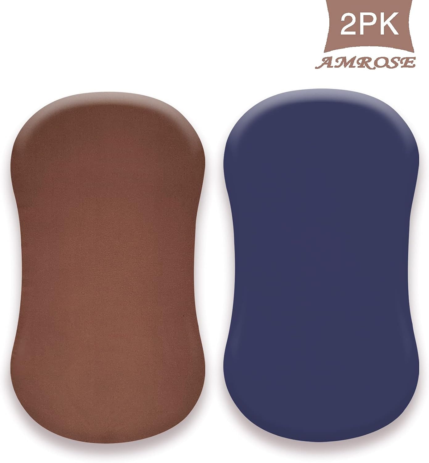 AMROSE Heavenly Soft Microfiber Bassinet Sheets, Fit for Halo Bassinest Swivel Sleeper, 2 Pack Hourglass Bassinet Mattress Sheet Set for Boys, Navy Blue & Brown