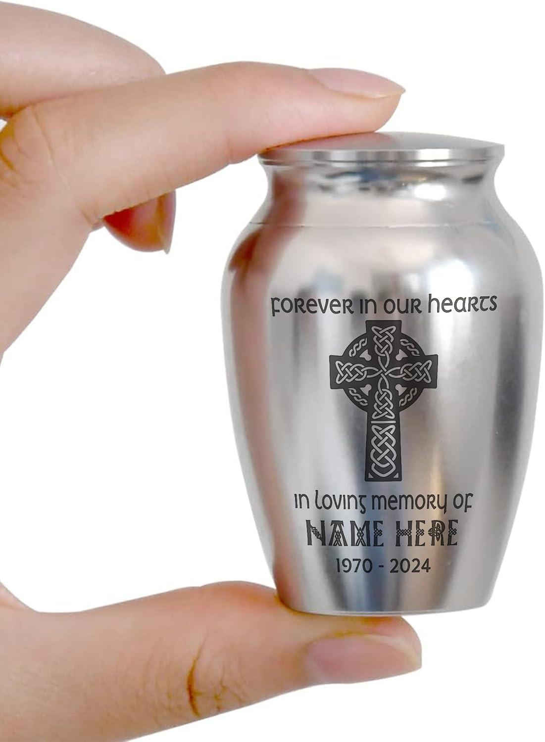 Artsy Woodsy Personalized Irish Memorial Cremation Mini Urn for Human Ashes Keepsake 2.56 inch, Remembrance Gifts for Loss of Loved One, Mini Urns for Human Ashes, Small Urn (04, 2.56x1.77)
