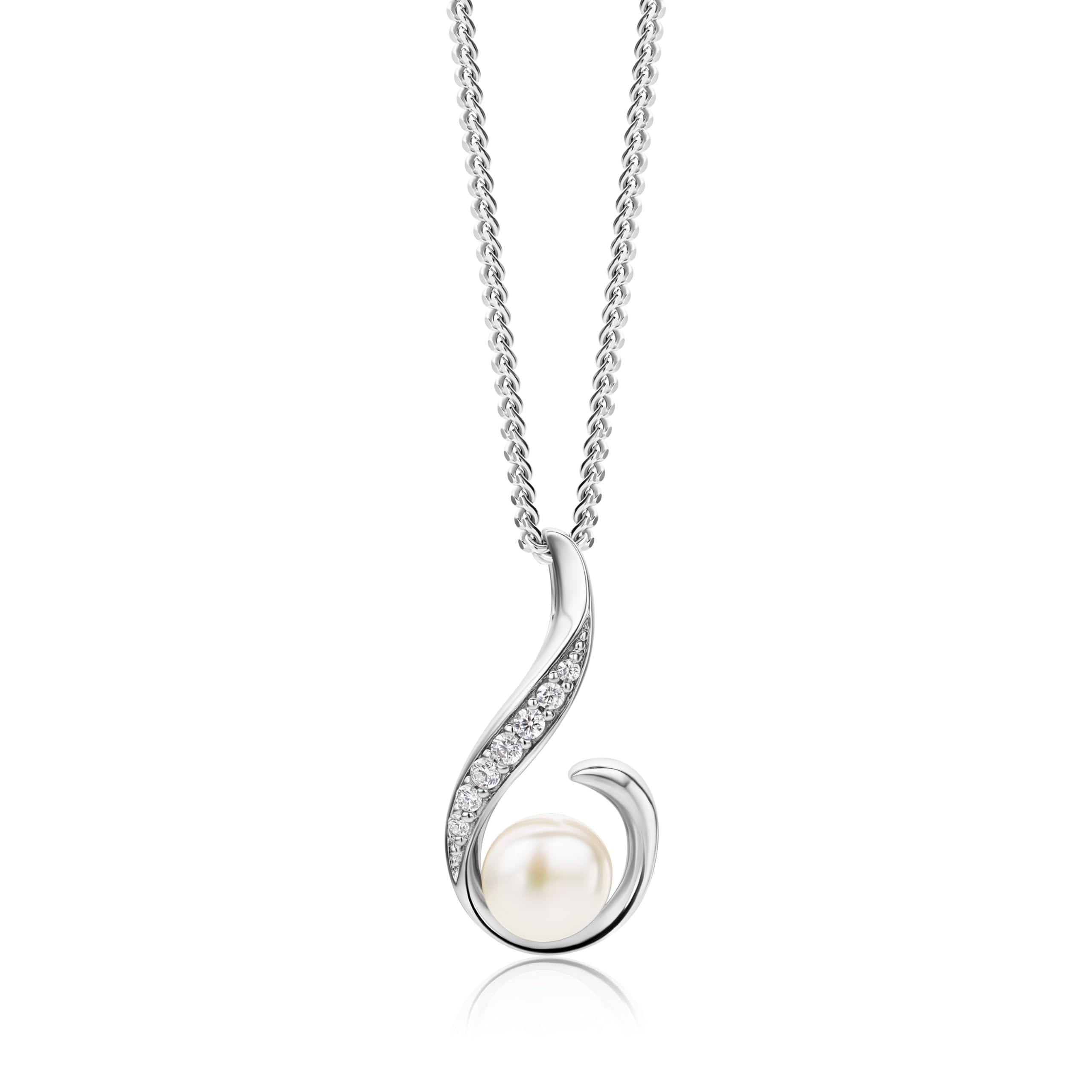 Miore MSAE011N Catenina in argento con perla e zirconi, lunghezza 45cm