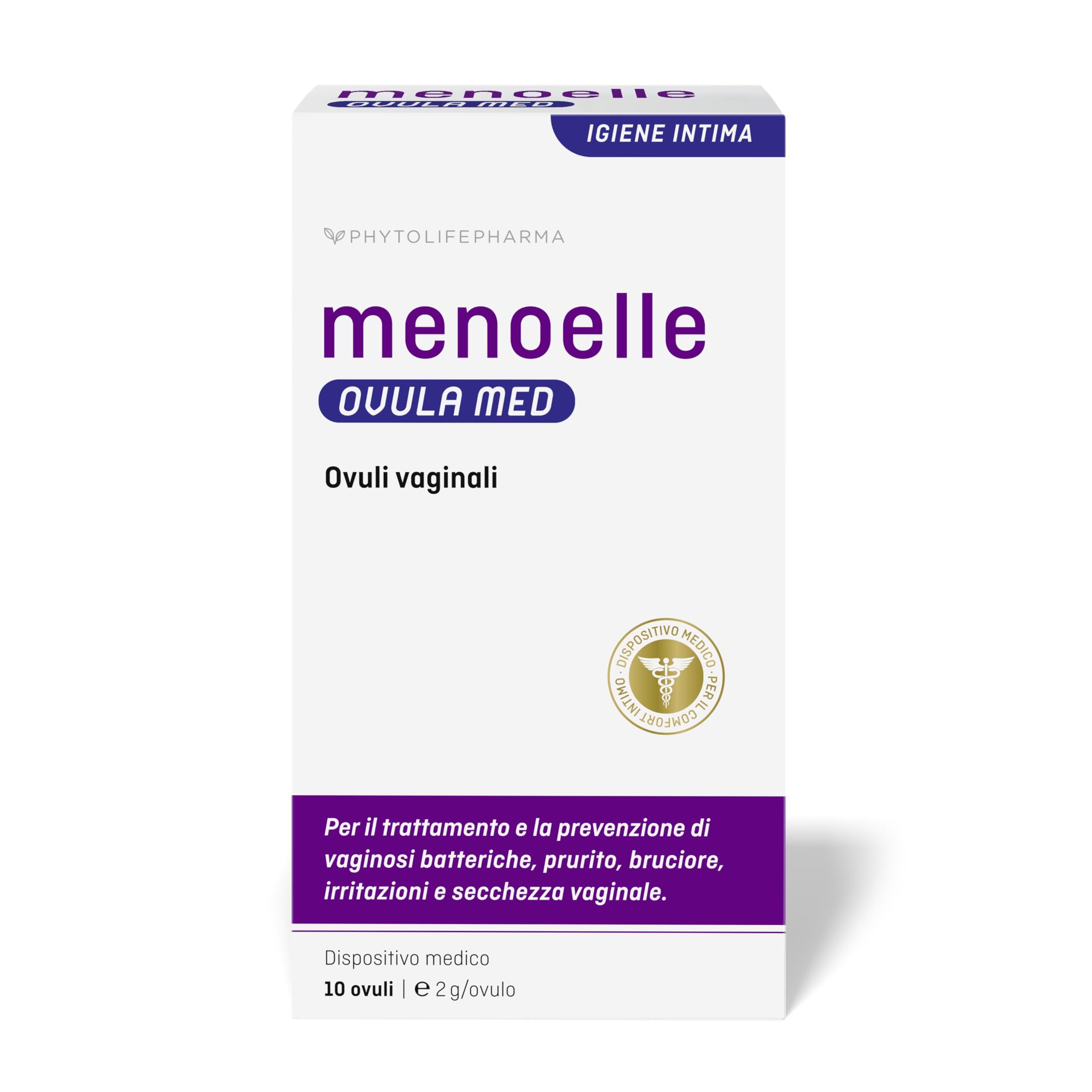 menoelle® OVULA med - l Suppositories for Bacterial Vaginosis, l Fungus and l Dryness With Lactic Acid and Hyaluronic Acid. Hormone-Free and No Preservatives. 10 Suppositories