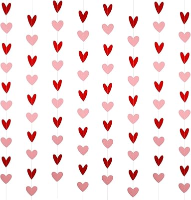 80 Heart Garland Red & Pink- Valentines Day Decoration, Hanging Hearts, Valentines Day Banner, Hanging Valentines Garland,...
