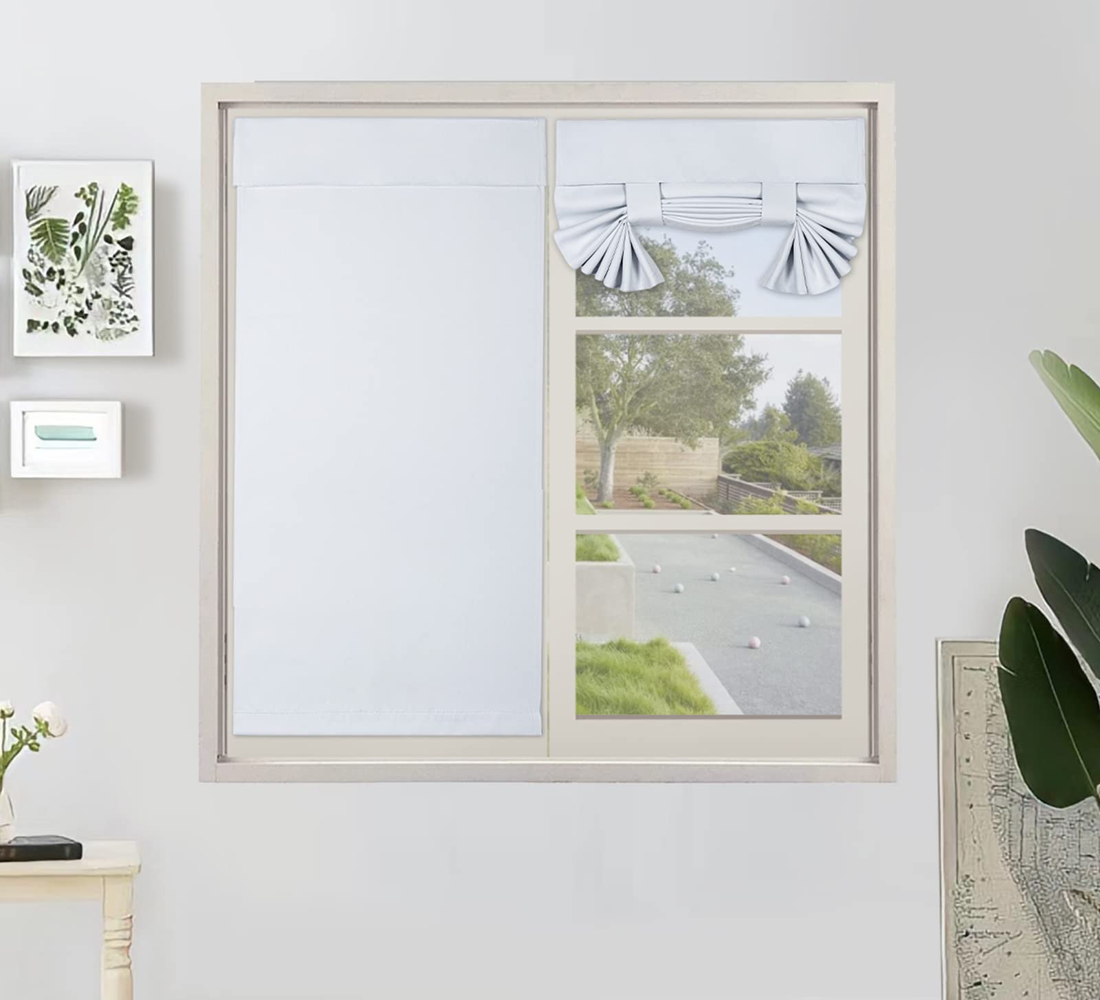 Photo 1 of PI Blackout Door Curtain,Privacy Thermal Insulated French Door Curtain for Glass Door/Classroom/Sliding Door/Tie up Shade 1 Panel (W26XL40,White)