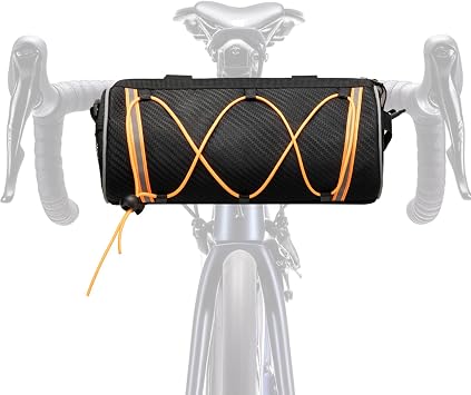 Waterproof Bike Handlebar Bag with Shoulder Strap - 2.5L Bicycle Front Bag, Reflective Strips & Elastic Cords Compatible with Road/Mountain/e-Bike Commuting