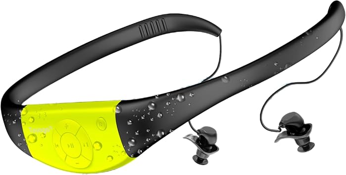 Swimming Headphones, Waterproof Headphones for Swimming with 32GB MP3 Player, Bluetooth 5.4, FM Radio, Underwater Music Player Compatible with T6 Transmitter, IPX8 Waterproof