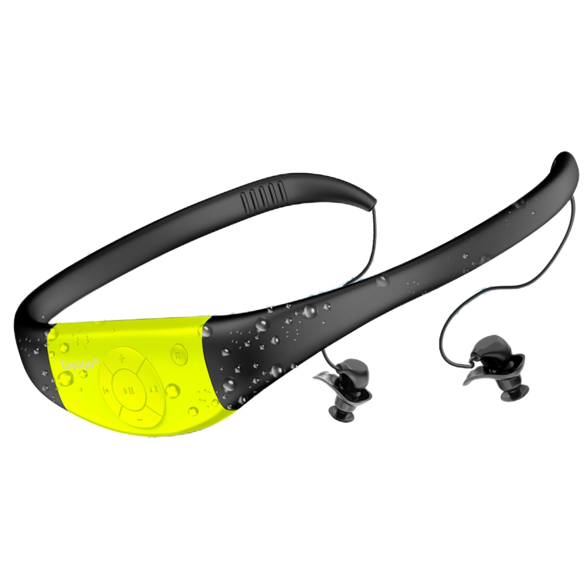 Tayogo Auriculares Natación，Reproductor MP3, 8 GB de Memoria, Impermeables IPX8, Carga Magnética y 20 Horas de Autonomía, Modo MP3/FM, para Natación (Piscina) y Deportes (Verde)