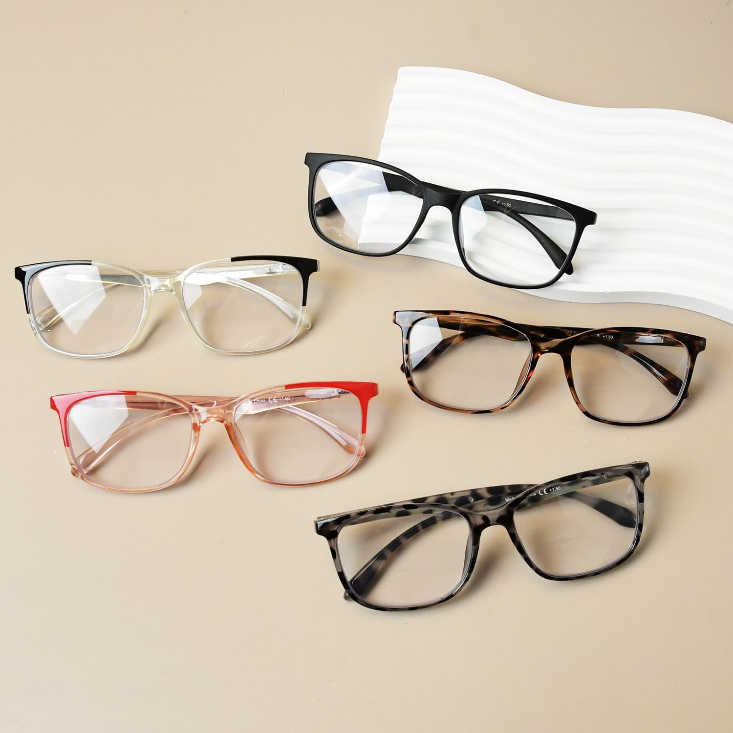 Eyekepper 5-pack Bifocal Reading Glasses for Women Men Bi-focal Readers