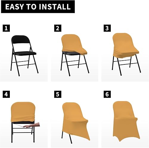 Vista 84 de HAINARverS Fundas para sillas plegables de elastano elástico, 30 unidades, protector universal para sillas para bodas, fiestas, banquetes