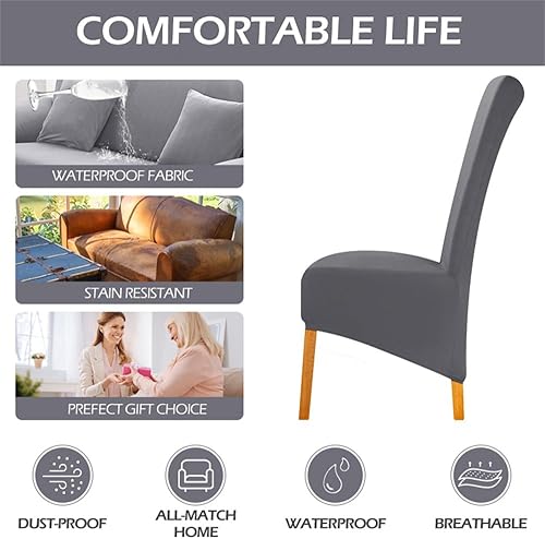 Miniatura 4 de Funda para silla grande elástica para sillas de comedor para cocina, con respaldo alto, fundas para sillas de respaldo largo para el hogar, hotel,