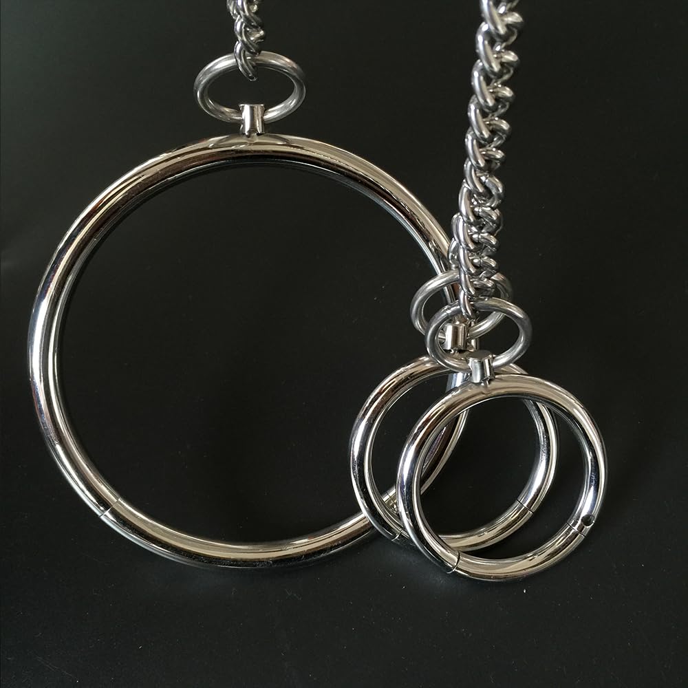 Runde BDSM Handschellen Aus Edelstahl Bondage Fesseln Hand Manschetten Sklaven Extrem Hals Kragen Halsbänder mit Verbindungs Kettens Chäkel Sm Sex Spielzeug für Paare Anfänger Torture Fetish