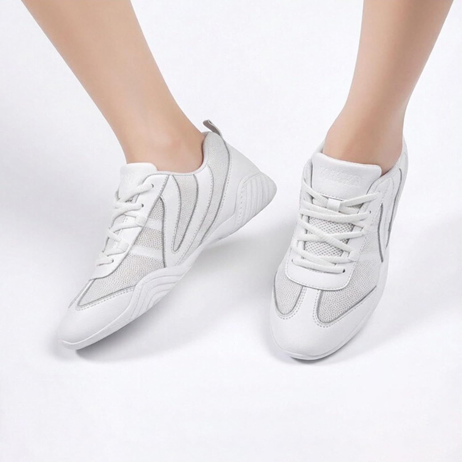 WUIWUIYU Boys Girls White Cheer Shoes Lace Up School Cheerleading Competition Dance Sports Sneakers Shoe