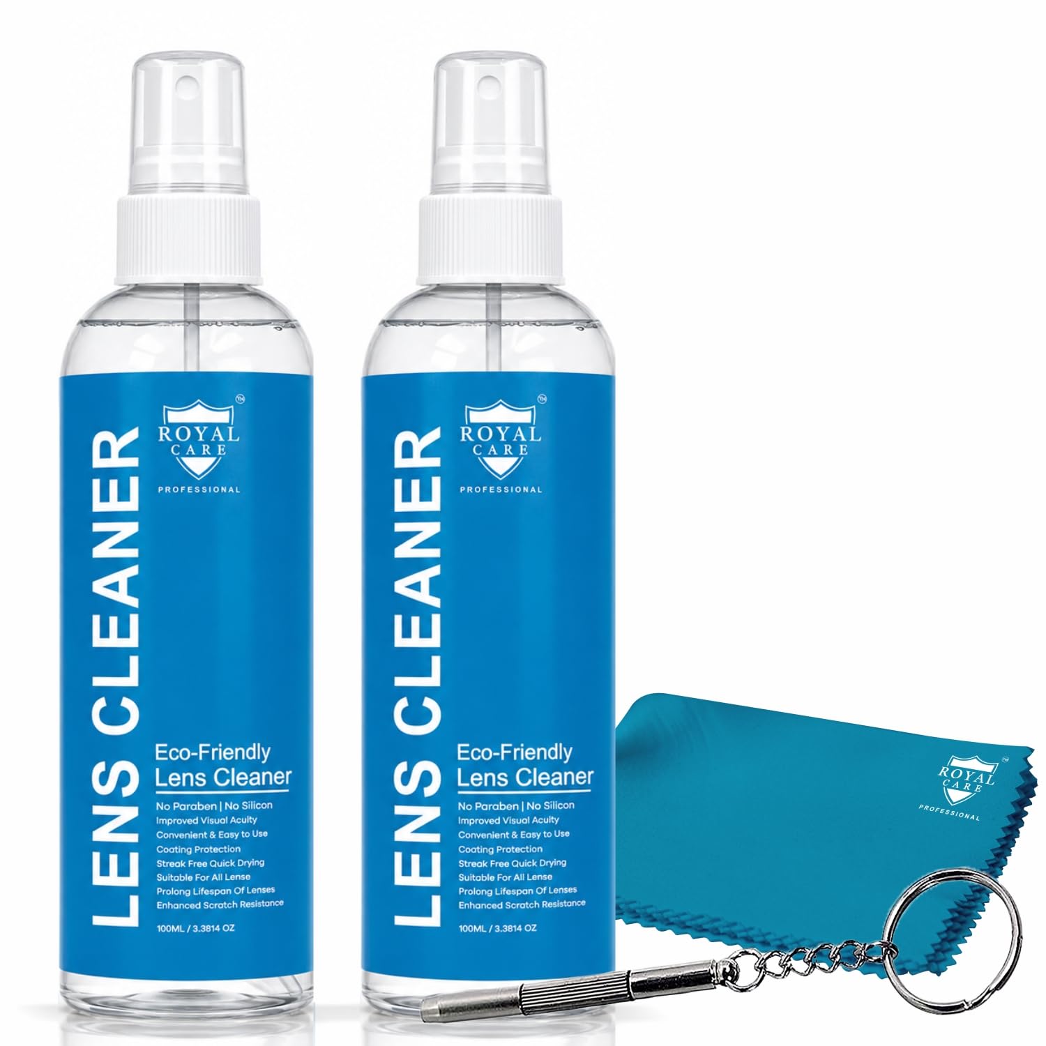ROYAL CARE Lens Cleaner Spray Kit – 100 ml + 500 ml Refill bottles with 1 Microfiber Cloths and 1 Screw Drive – Eyeglasses, Cameras, and Lenses - Safely Cleans Fingerprints, Dust, Oil — Amazon image 12