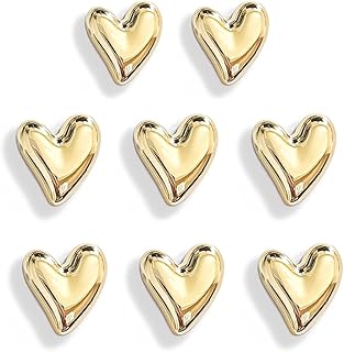 8 PCS Refrigerator Magnets Gold Magnets for Fridge Small Love Heart Decorative Magnet Set for Home Kitchen Office Whiteboard Decor