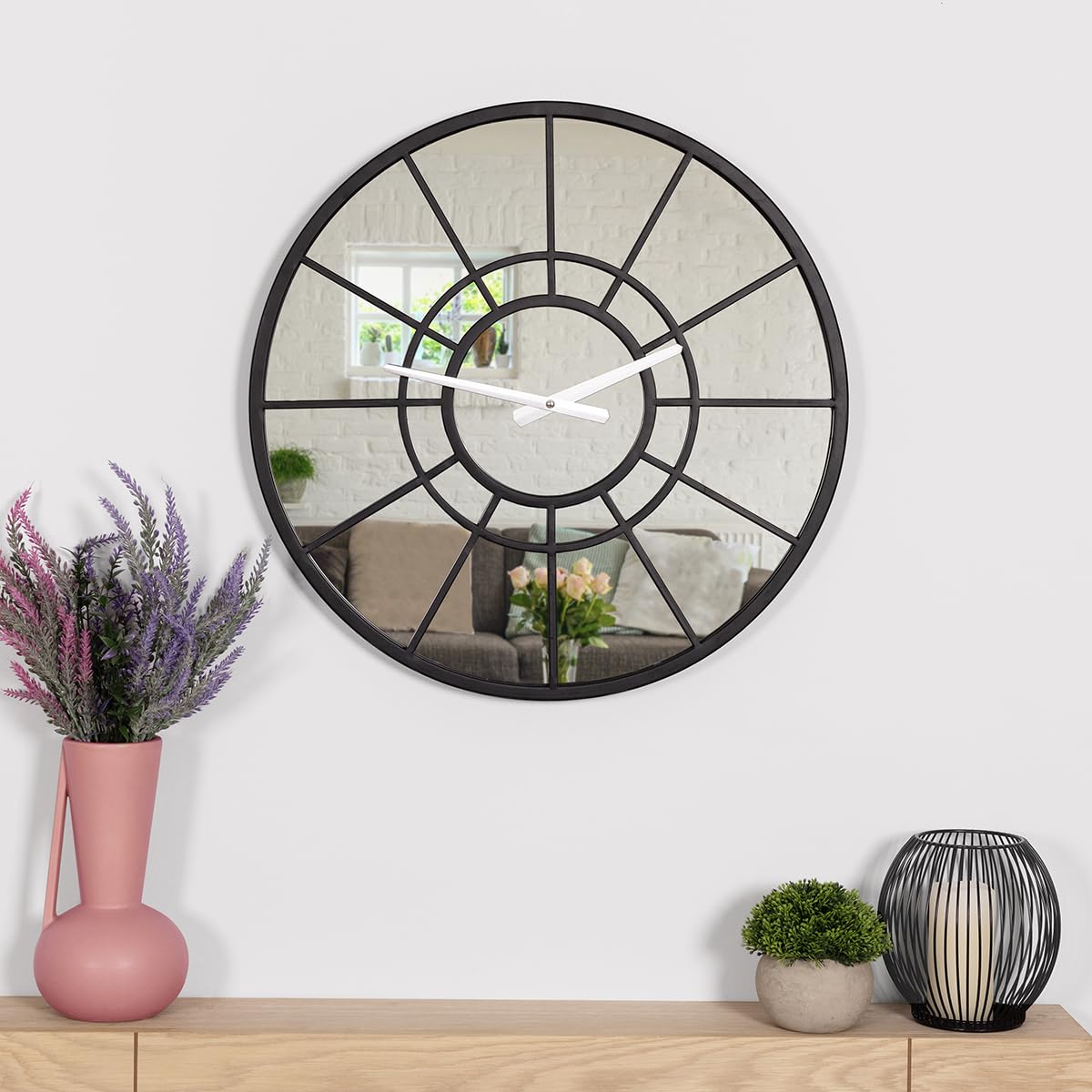 Charles Bentley Round Skeleton Wall Clock 50cm Black Metal