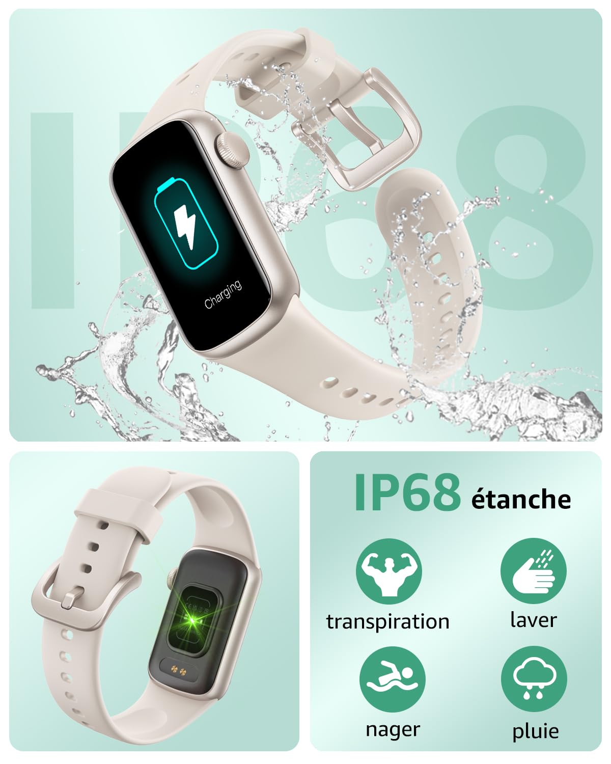 Montre Connectée Femme Homme, 1,47'' Smartwatch avec 137+ Modes Sportifs, Fitness Tracker avec Cardiofréquencemètre, Sommeil, Podomètre, IP68, Montre Intelligente pour Android iOS Galaxie