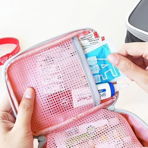 Miniatura 6 de Mini kit de primeros auxilios al aire libre rosa bolsa de viaje portátil organizador de medicina kit de emergencia kits de primeros auxilios