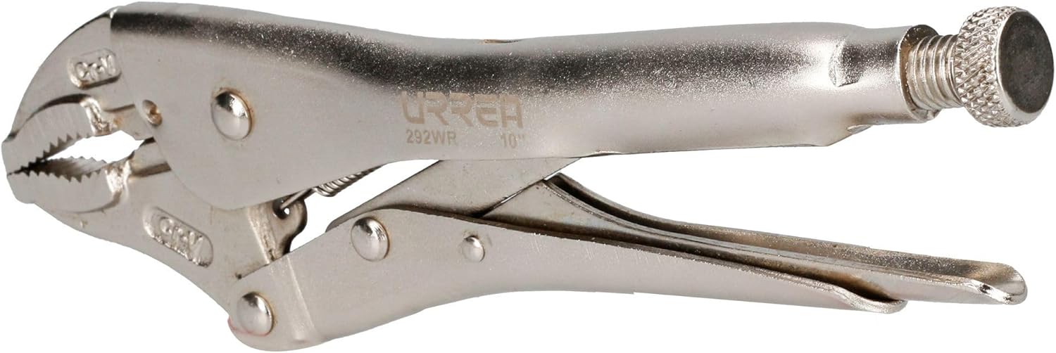 URREA Locking Pliers - 10" Adjustable Curved Jaw Plier with 1-9/16" Capacity & Quick Release Lever - 292WR