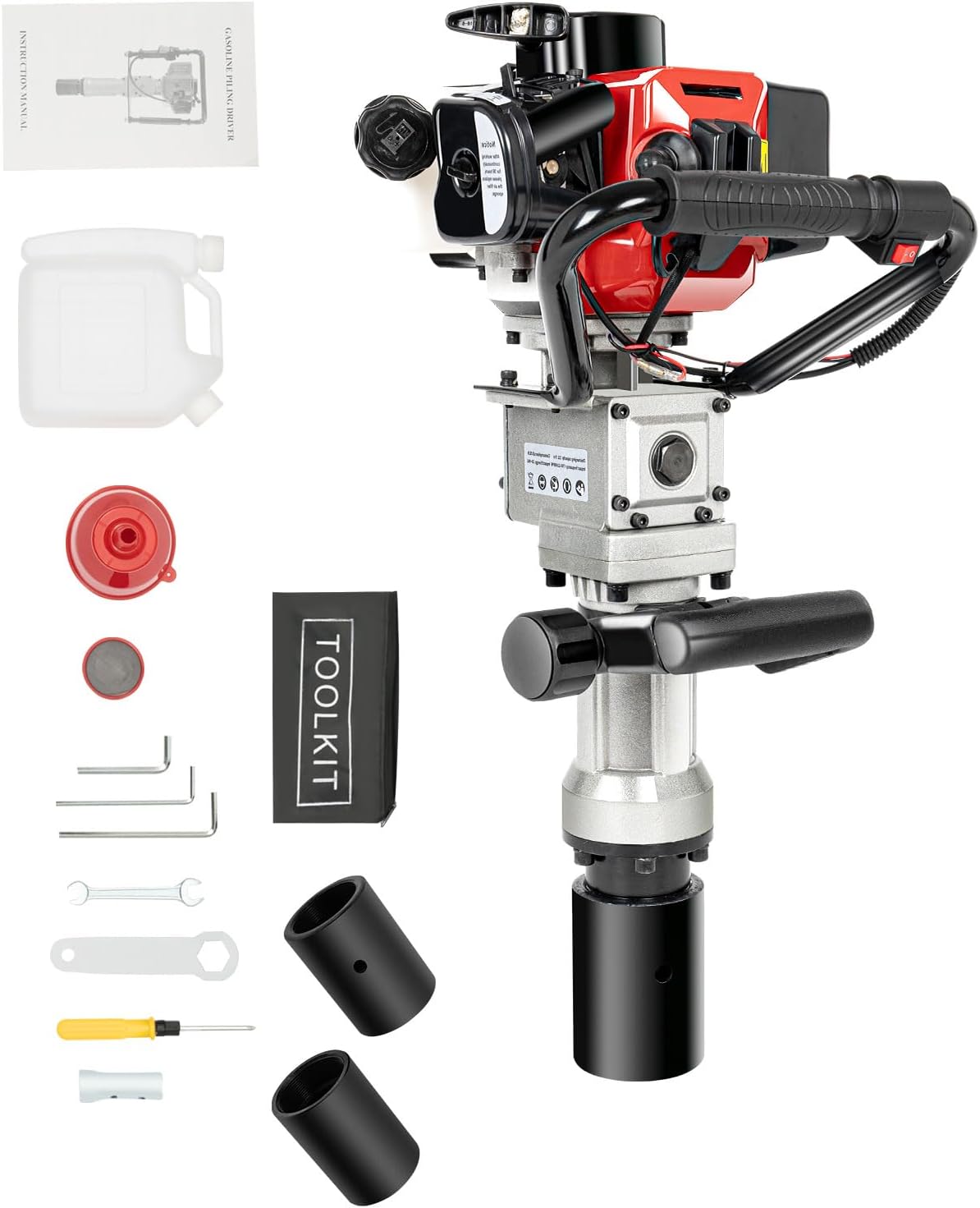 Powered T Post Driver Fence Post Driver,32.6CC 2-Stroke Portable Farm Piling Driver Single Cylinder Gasoline Push Tool Machine for Fence Posts Stakes Pipe (32.6CC)