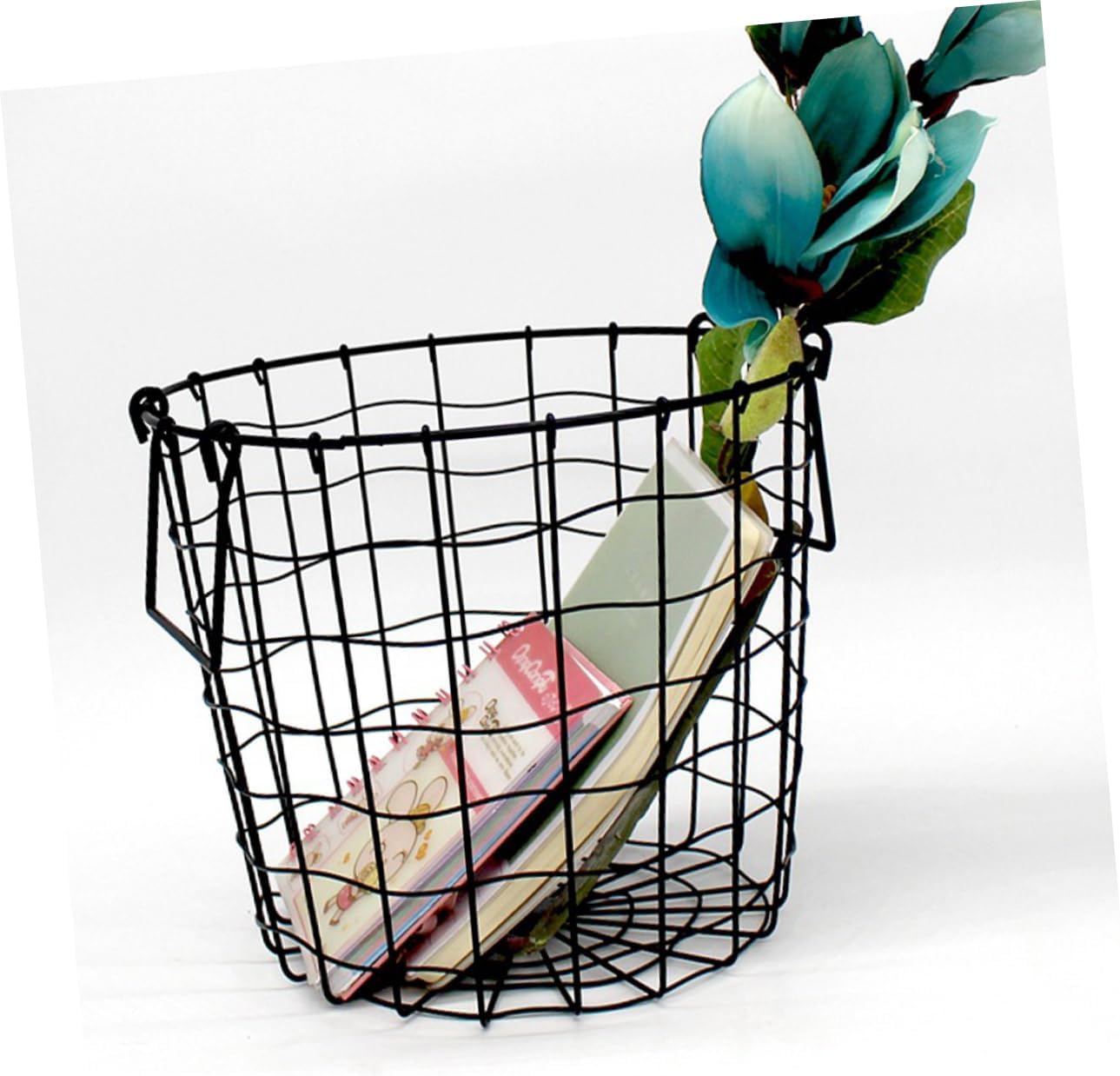 Small Metal Storage Basket Wire Organizer for Clothes Sundries Household Items Handheld Design with Two Handles Bedroom Bathroom Sturdy Iron Construction