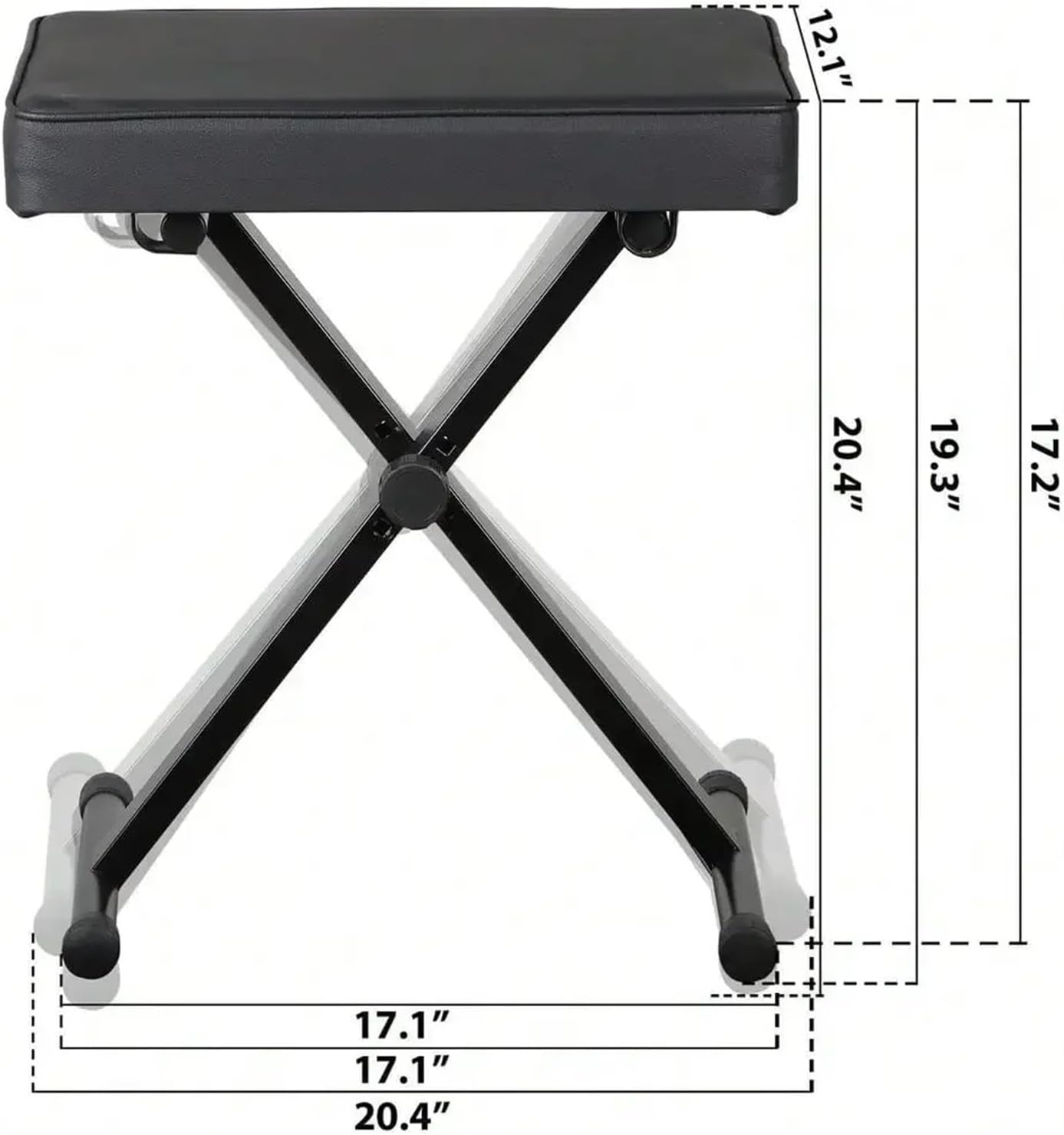 Adjustable Padded Keyboard Bench Keyboard Bench X-Style Cushion Padded Piano Adjustable Collapsible Stool
