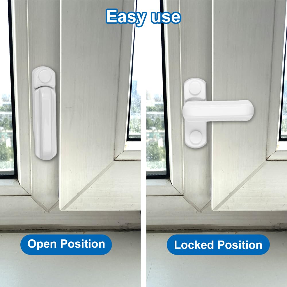 4 Blocca Maniglia Per Bambini - Chiusura Di Sicurezza Per Porte E Finestre, Bianco - Foto 2
