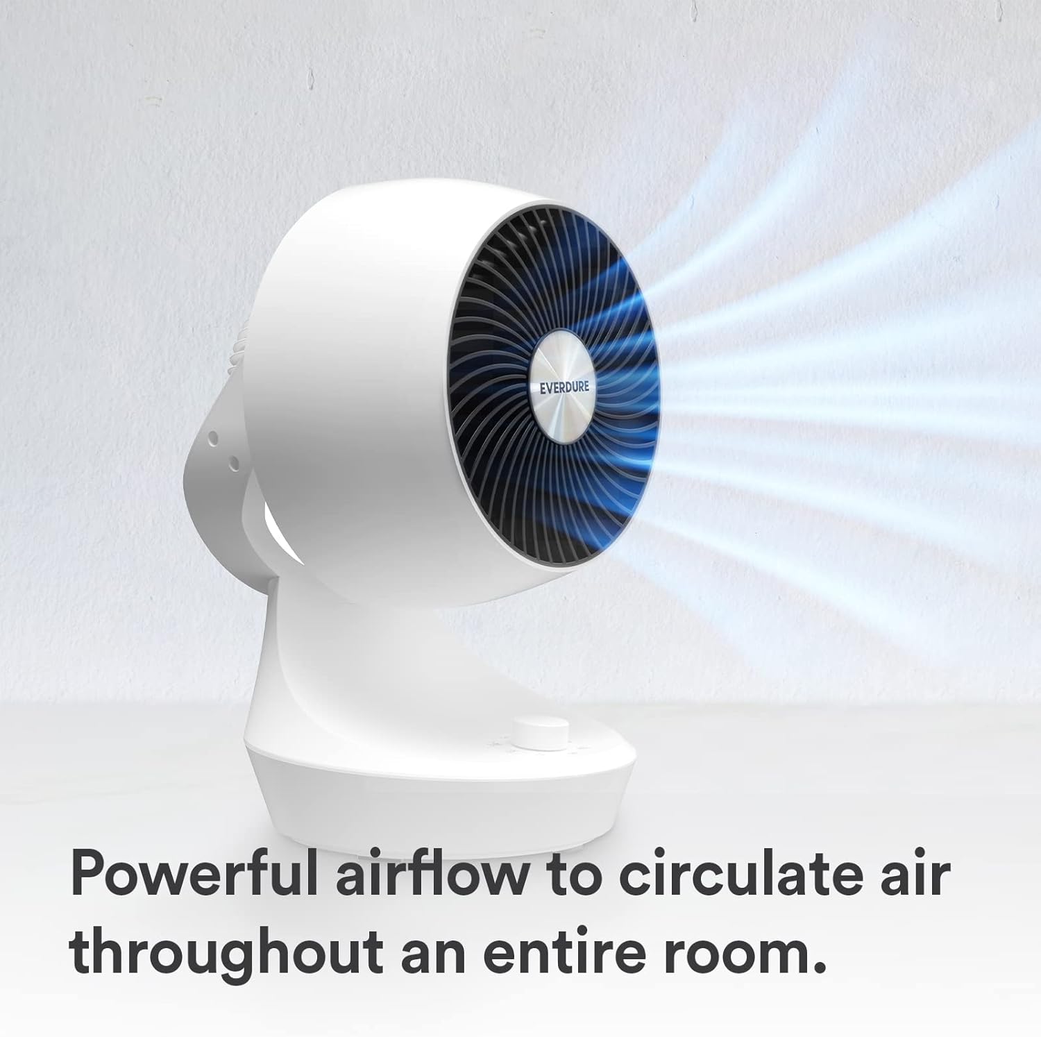 Everdure 9” Oscillating Desk or Table Fan, 3 Speed Settings, Targeted Airflow Control, Low Noise, Modern Design, Portable, Perfect Cooling Fan for Bedroom, Living Room, Home Office, White